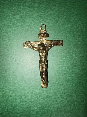 Gold Crucifix Pendant - Religious Cross Necklace Charm